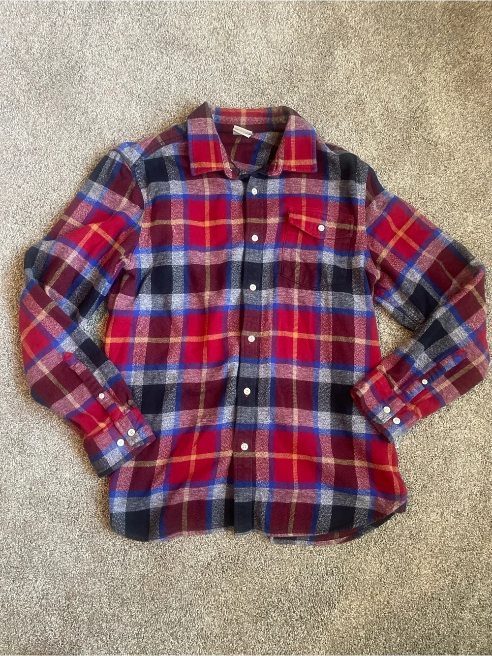 The North Face Arroyo Red and Blue Plaid Button-Down Flannel Shirt Large
